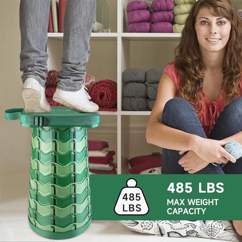Image of Collapsible Stool Chair with Padded Cushion Seat, Easy Carry Portable Folding Stool for Adults, Quick-Fold Heavy-Duty Stool with Carry Bag for Camping, Fishing, Beach