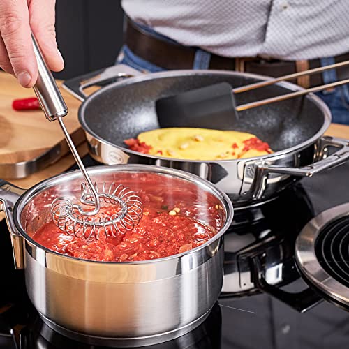 Foto von RÖSLE Teigschaber, Hochwertiger Teigspachtel als Back und Kochhelfer, strapazierfähiges Silikon, -30°C bis +200°C, weiß, extra groß, 32 cm, Edelstahl 18/10, spülmaschinengeeignet, Multicolor