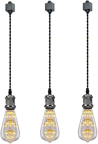 Miniatura 18 de Kiven Colgantes de iluminación de riel tipo H, luces colgantes industriales de pista H con cuerda de tejido negro de 7 pulgadas de longitud, paquete