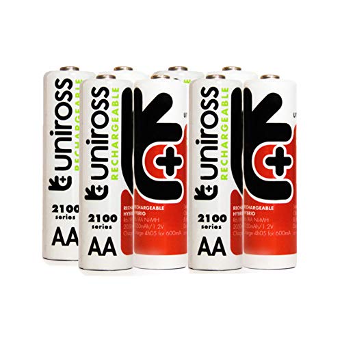 Lot de 8 Piles Accu Uniross Hybrio Rechargeable R6/AA 2050mAh 1.2V Livré dans Sachet Transparent (Lot de 8, 2050mAh 1,2V AA)