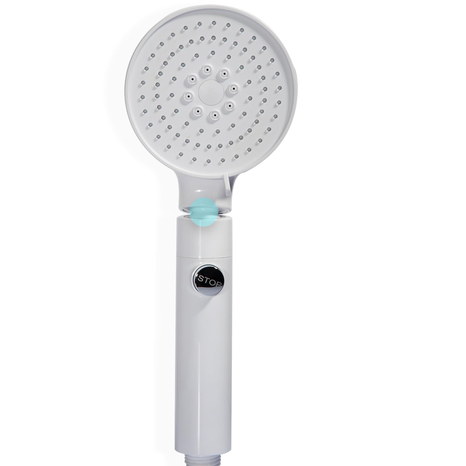 Hand held ShowerHead with Built-in ON OFF Control - Adjustable Head - Anti Scale Rubber Nozzels - Water Saving - RV Bathroom Showehead Replacement (