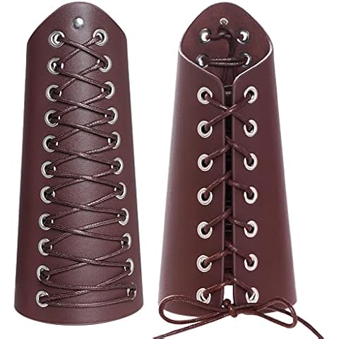 jerbro 1 Paar Mittelalterliche Armschienen Wikinger-Leder-Schnalle-Armschienen Armschutz Gothic Armschützer Punk Armband Kostüm Kostümzubehör Cover