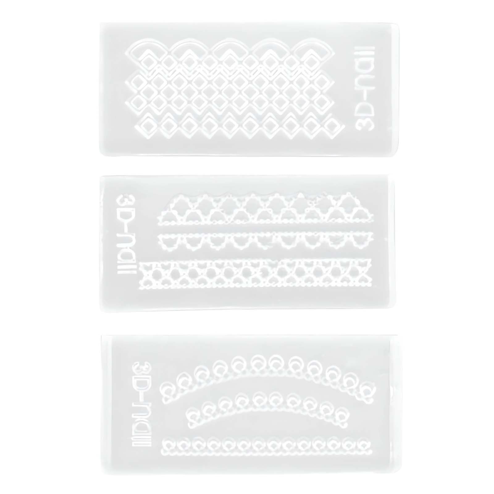 3 Pcs 3D Lace Nail Art Silicone Molds Mini Texture UV Resin Molds Embossed Stencils Casting Molds DIY Crystal Nail Tools Handmade Craft Template Carving Molds Nail Décor Women Nail Supplies