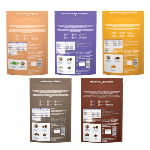 Image of Maiva Pro | Plant Protein Isolate - Assorted Pack - 250gm (Pack of 5) | Upto 30g Protein & 6.5g BCAA | All Essential Amino Acids | Gut Friendly, Easy to Digest | Vegan, Dairy Free, No Preservatives