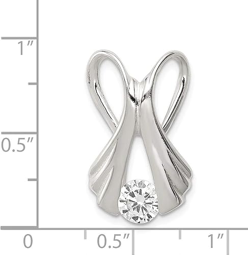 Miniatura 2 de Colgante de plata de ley 925 con circonita cúbica (0.945 in x 0.630 in), Plata esterlina Zirconia cúbica, Circonita Cúbica