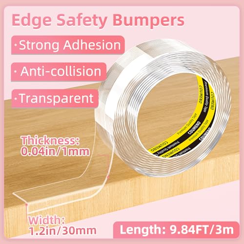 Image of Clear Soft Corner Protectors for Furniture Strip,1.2in (W) x 9.84FT(L),Sharp Edge & Table Bumper,Window Edge,Wall Protector, Soft Corner Guards Safe for Proof,Table Corner Protectors in Family