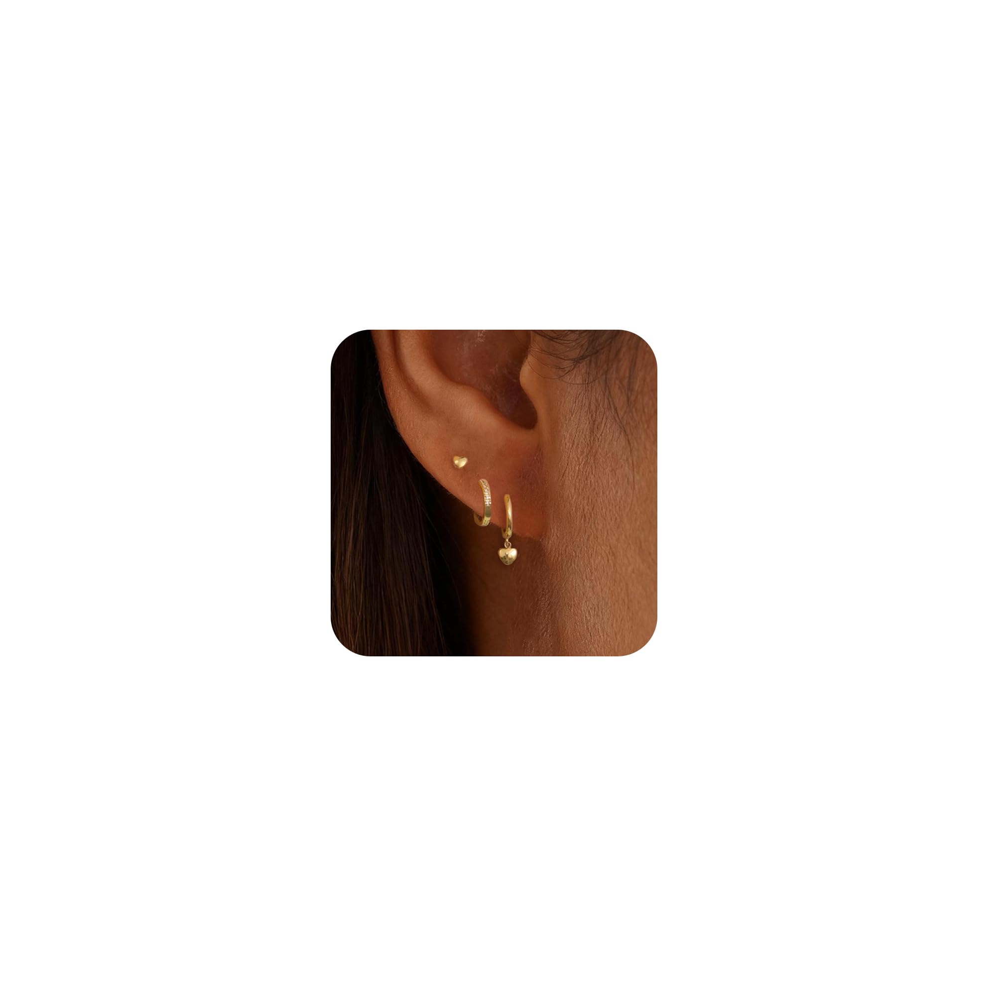 Gold Earring for Women,Dainty 14k Gold Plated Chain Earrings Stack Hypoallergenic Cute Small Huggie Hoop Earrings for Women Trendy Fashion Dangle Drop Earrings Pearl Jewelry Set