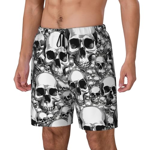Black White Skulls Pattern Print Men Stylish Functionality Swim Trunks Breathable Beach Shorts Surfing Gym Fishing2