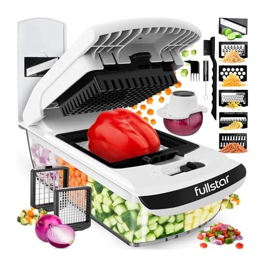 Fullstar Vegetable Chopper - Food Chopper - Onion Chopper - Vegetable Slicer & Spiralizer - Veggie Chopper with Container - Kitchen Gadgets - Home Essentials - Kitchen Accessories (All in 1, White)