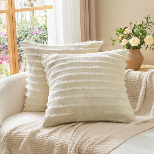 Image of BEDELITE Velvet Pillow Covers with Zipper, Boho-Beige, 26x26 Inches, 2 Pack