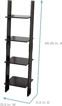 Zenna Home Ladder Style Bathroom Linen Tower, Espresso