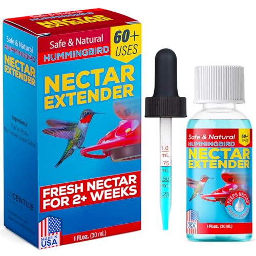 Escentile Hummingbird Nectar Extender - Keeps Nectar Fresh for 2+ Weeks, 60+ Uses, Made in USA, Safe & Natural Nectar Defense, Bird Safe Formula, for All Hummingbird Nectar & Feeders - 1oz