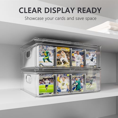 Image of Trading Card Storage Box - Clear Large Storage Organizer Holds 3200 Cards with Foam Inserts Blocks - Display Case for TCG, MTG & Sports Cards (1-Pack)