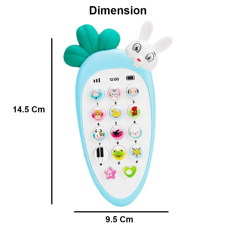 PARTEET Cute Carrot Shaped Pretend Play Musical Cell Phone Toy for Kids Toddlers with Music, Ringtones, Lights - Birthday Party Favors and Gifts for Girls (Battery Not Included) (Blue) - Image 3 thumbnail
