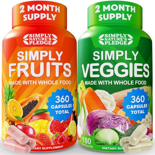 Simply Natures Pledge -Packed with 42 Different Fruits & Vegetables - Made with Whole Food Superfoods - with Aloe Vera 100% Soy Free -2 Month Supply- 180 Count (Pack of 2)