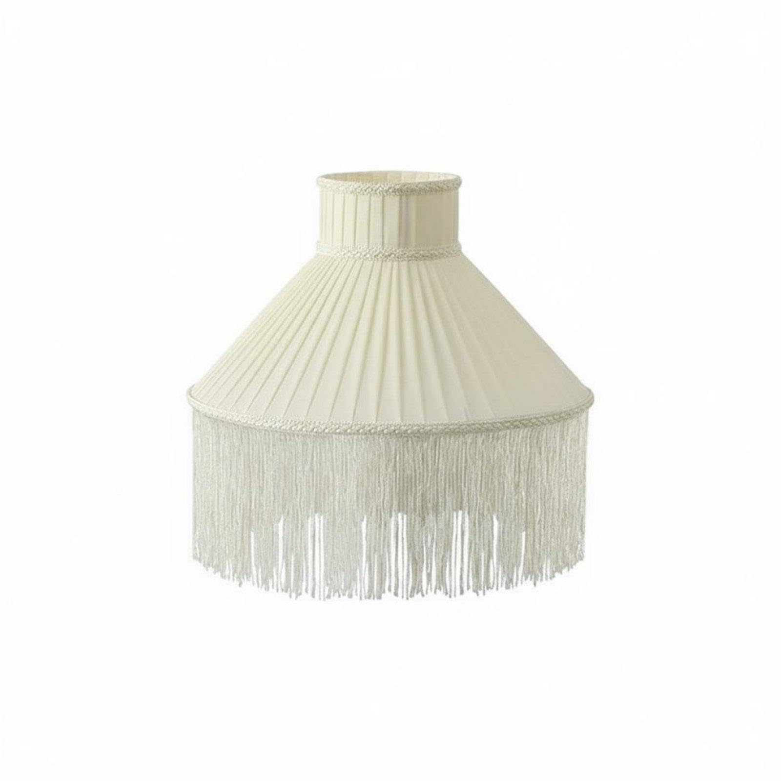 Textile Lampshade with Tassels Replacement Lampshade Vintage Style Lamp Cover for Bedroom, Living Room, Hotel Beige 20CM-image-20