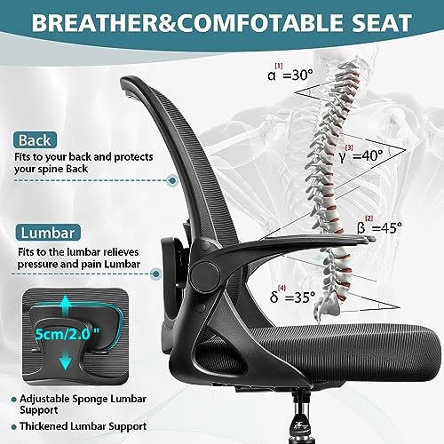 Winrise Drafting Chair Tall Office Chair Ergonomic Desk Chairs With Lumbar Support And Flip-Up Armrests, Adjustable Height Comfy Computer Chair With Swivel Task And Adjustable Foot Ring thumb #5