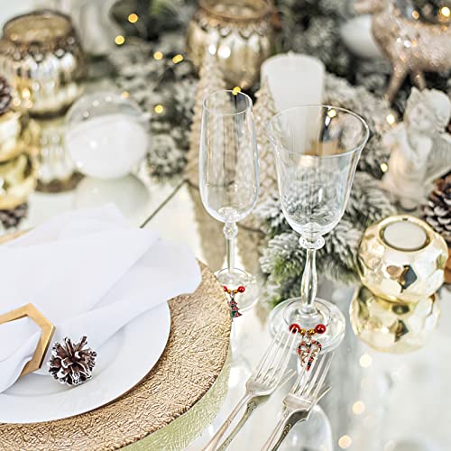 Wonlex Christmas Wine Glass Charms Set Of 12, Tags Identification, Wine Charm Rings Beaded For Stem Glasses, Wine Glass Tags For Bachelorette Tasting Party, Xmas Theme Drink Markers (Christmas 01) #TOP4