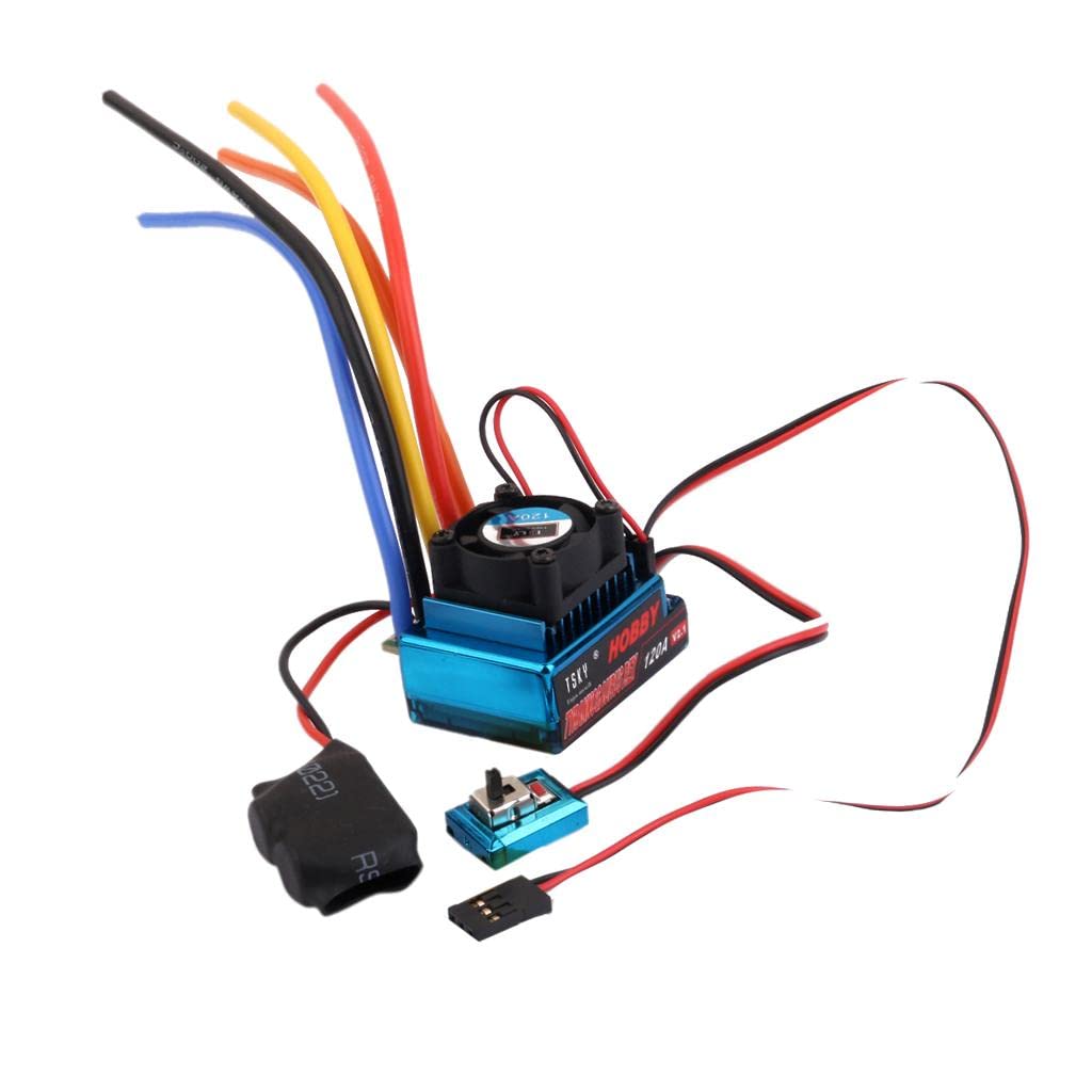 Controlador de Velocidad Sin Escobillas con ESC de 120 a para Coches/Camiones Crawler de Escala 1/8 Y 1/10.