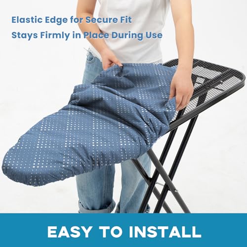Image of Ironing Board Cover with Padding 15x54, RAINHOL Full Size Padded Iron Table Cover with Aluminum Coated, Elastic Edge, Standard Size, Extra Thick, Blue Pattern
