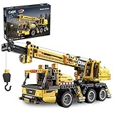 JAMARA 402886 CADA Mobilkran Bricks - Baustellenfahrzeuge ab 8 Jahre, Kinder Technik Jungen Spielzeug, Geschenkidee für Kids, Fahrzeug aus Klemmbausteinen, Detailgetreues Design