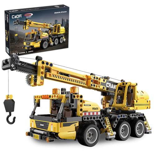 JAMARA 402886 CADA Mobilkran Bricks - Baustellenfahrzeuge ab 8 Jahre, Kinder Technik Jungen Spielzeug, Geschenkidee für Kids, Fahrzeug aus Klemmbausteinen, Detailgetreues Design