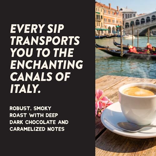 Image of Angelino's Coffee Italian Roast Coffee Pods, 24 Count - Extra Dark Roast Single Serve K Cup Compatible for Keurig - Smoky, Bold & Rich with Dark Chocolate Notes and Caramelized Finish