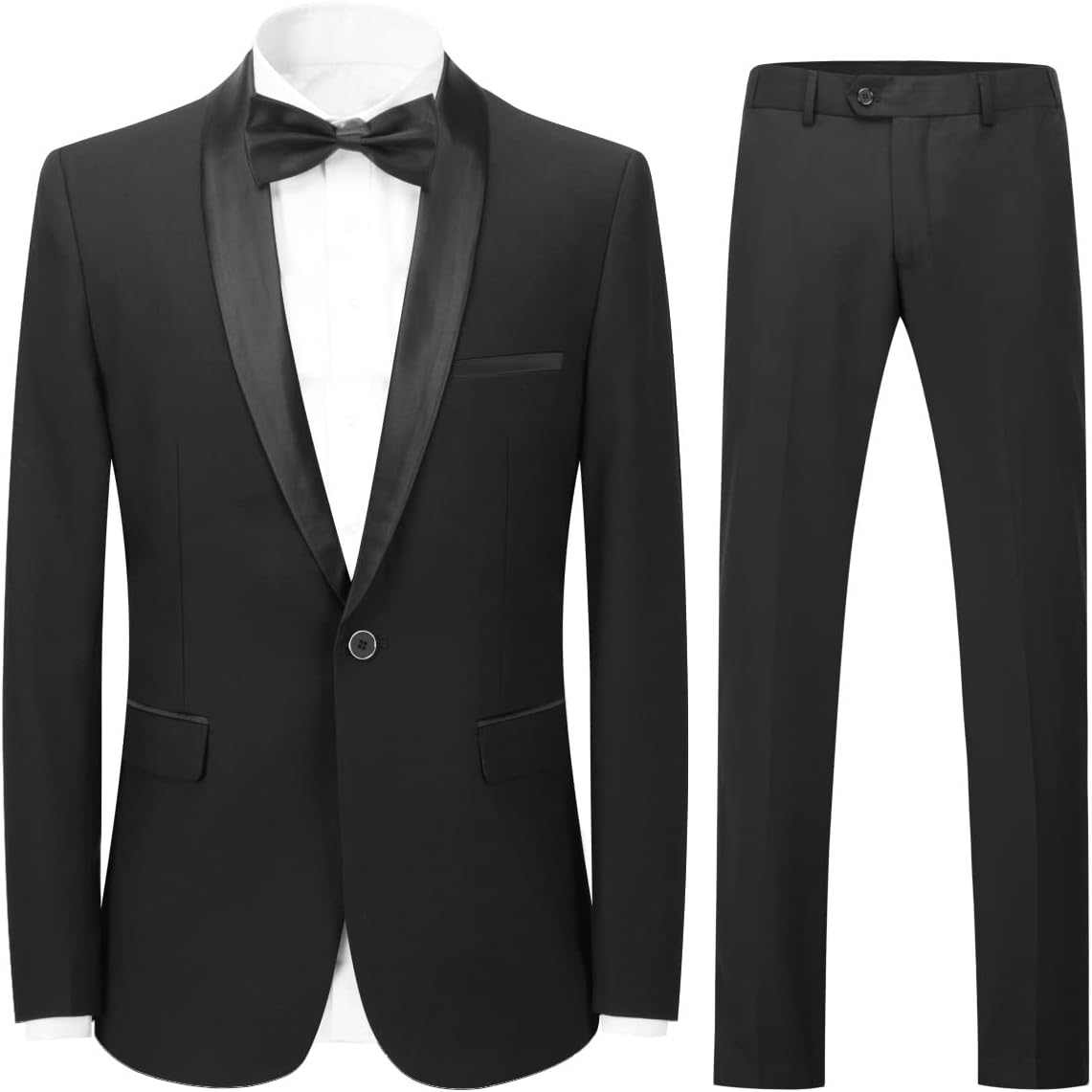 Cloudstyle Mens Tux Suits 2-Piece Shawl Collar Solid Prom Party Jacket Coat Pants Sets…