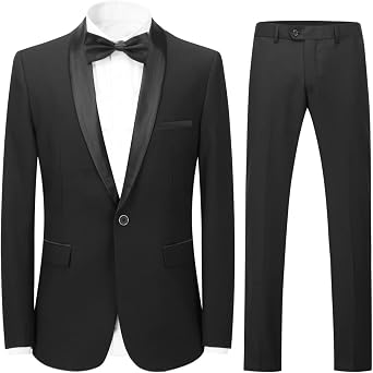 Cloudstyle Mens Tux Suits 2-Piece Shawl Collar Solid Prom Party Jacket Coat Pants Sets...