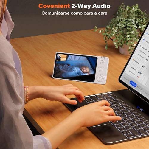 APPS2Car 2-In-1 Camara Vigilancia Bebe Coche,5'' Pantalla 1080p HD Vigilabebes con Camara y Audio,con Sensor de Temperatura Sin WiFi,Visión Nocturna,VOX Bidirecciona,Baby Monitor Coche y Casa - imagen 6