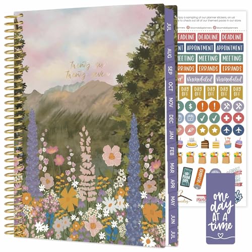 bloom daily planners 2026-2027 Planner - Academic Year (July 2026 - July 2027) Monthly & Weekly Soft Cover Planner for Women - 13 Month Agenda Book with Stickers - 5.5 x 8.25 - Wildflower Mountainside