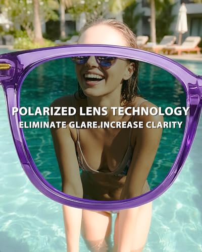 Image of 2 Packs Sunglasses for Women Polarized UV400 Protection Lens Big Frame Fashion Glasses Trendy Stylish Shade