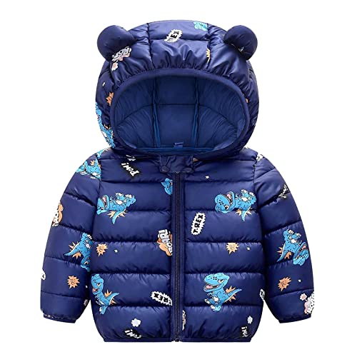 Kids Dinosaur Puffer Jacket Baby Boys Cute Bear Ear Coats Toddler Girls Winter Hood Down Jacket Infant Warm Padded Coat
