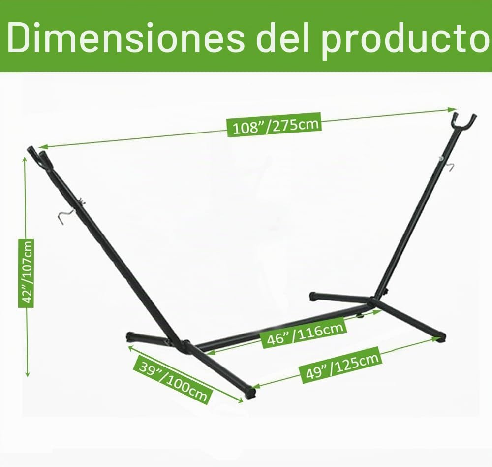Goutime Soporte portátil para Hamaca con Bolsa de Transporte, Adecuado para Hamaca de 2,6 m de Largo, Capacidad de 250kg, Soporte Hamaca Negro