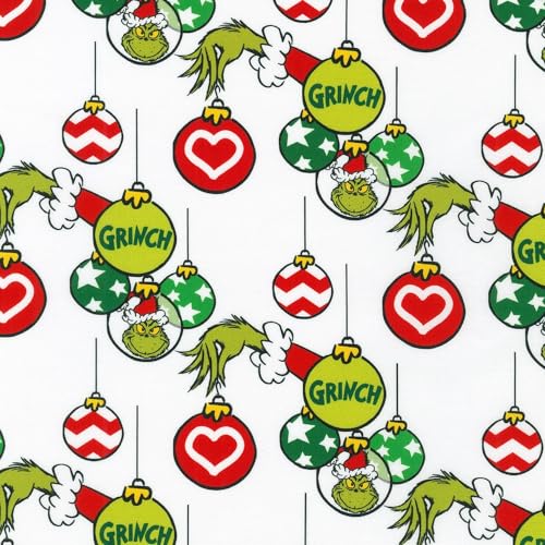 Robert Kaufman Fabrics How The Grinch Stole Christmas Dr Seuss Tree Ornaments, 44 Inches