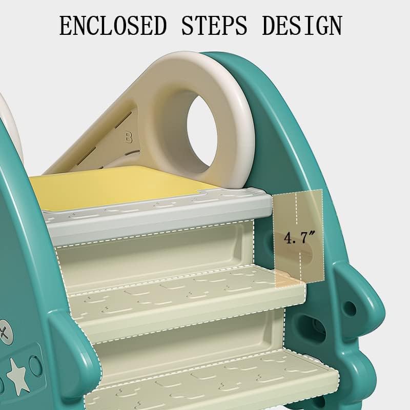 Kids Slide for Toddlers Age 1-3 Plastic Folding Indoor Freestanding Slide Easy Assemble Children Climber Playset Toy Rocket Apricot Beige