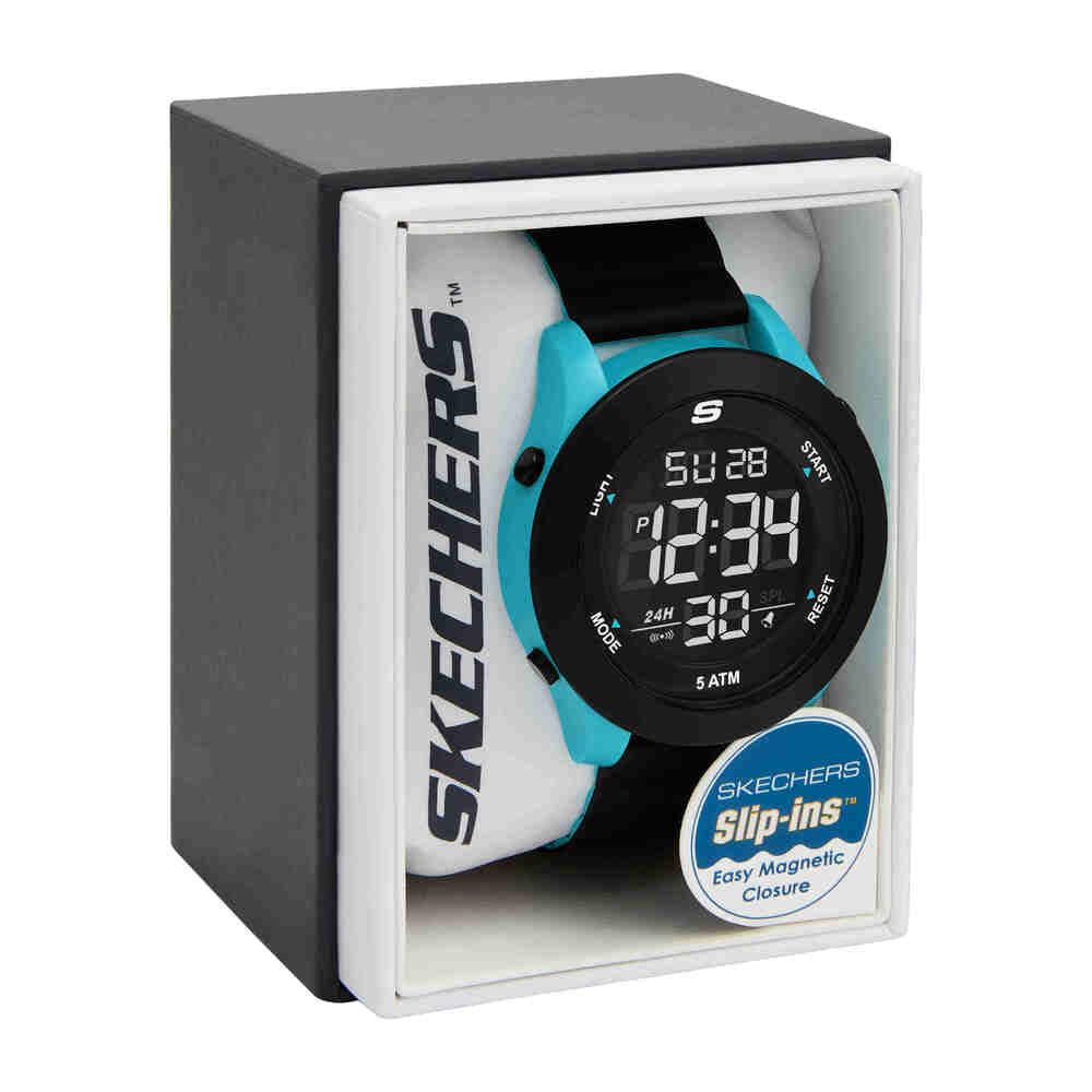 Skechers Reloj para Hombre, Movimiento Digital con Correa de Silicona