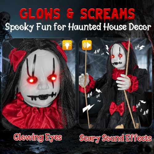 Scary Halloween Hanging Swinging Doll, 4.6FT - image 6