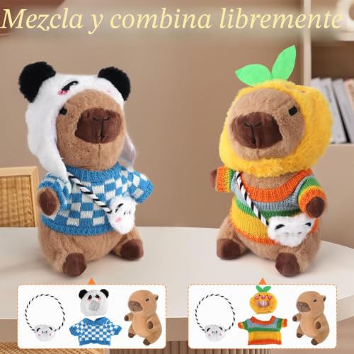 Peluche Capybara de 25cm con ropa para evitar el aburrimiento infantil 4