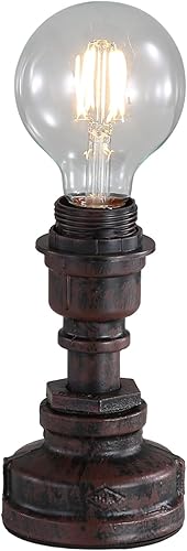 Lámpara de mesa de tubo de agua estilo steampunk industrial retro, E26, lámpara de escritorio Edison vintage con enchufe de interruptor, decoración