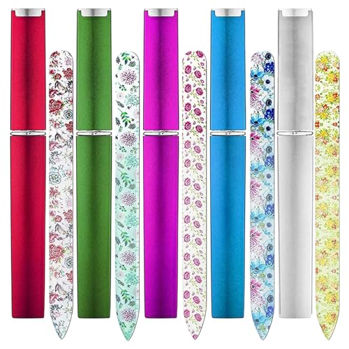 Juego de 5 limas profesionales de doble cara con cristales para el cuidado de las uñas, limas de uñas, pulidor de manicura