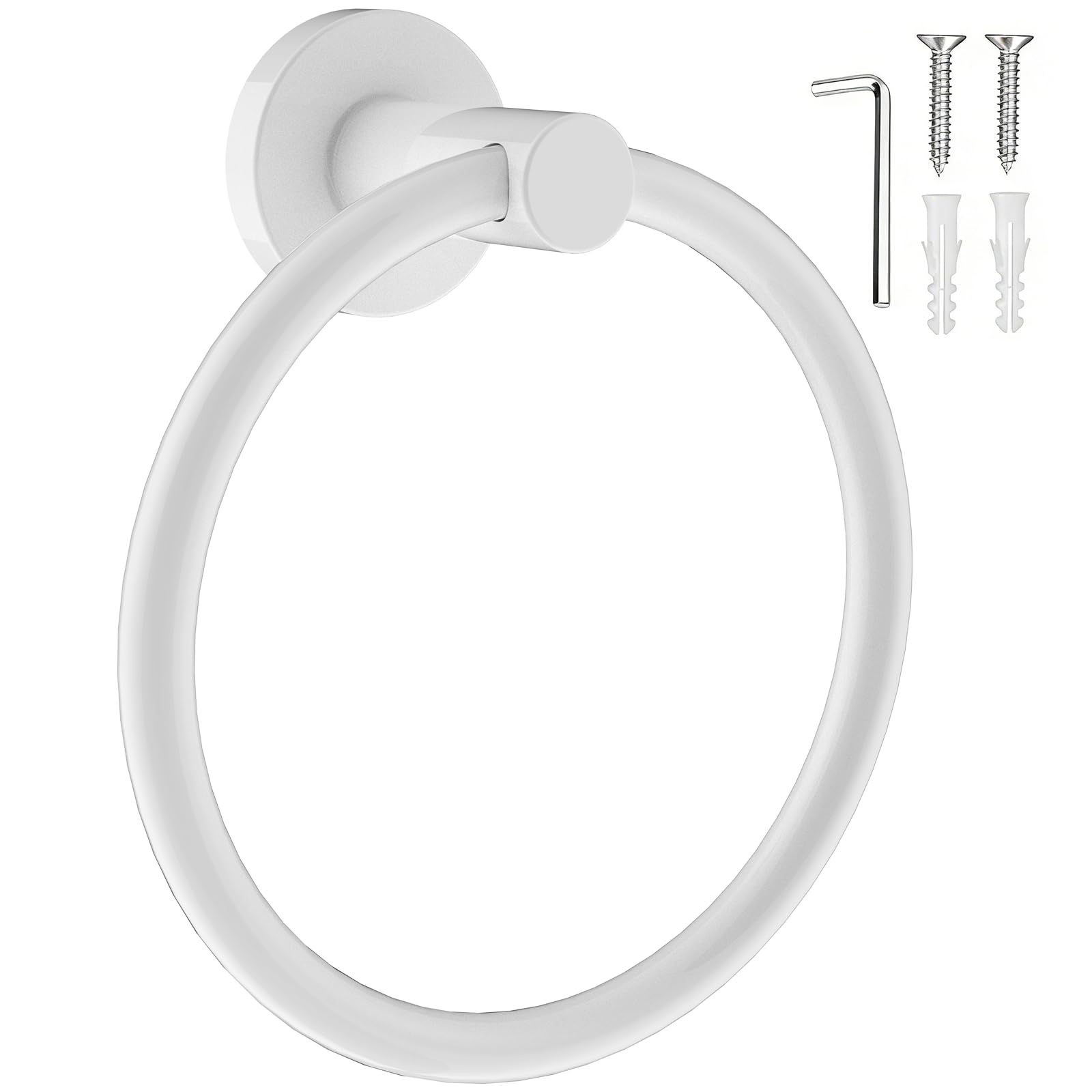 SetSail Towel Holder for Bathroom Wall Screw-in Towel Ring, White