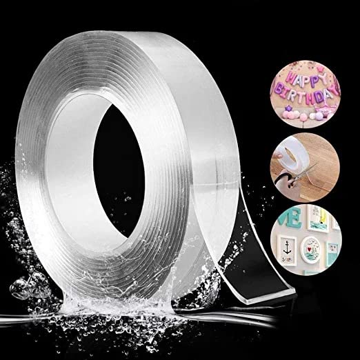 R RUNILEX Double Sided Tape Heavy Duty Multipurpose Removable Traceless Mounting Adhesive Tape For Walls Two Side Sticky Washable Reusable Strong Sticky Strips Grip Tape (3 M) (1)
