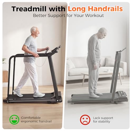 Image of Lastforever Walking Treadmill with Extended Handrails & Bidirectional Belt, 2.5HP Quiet Motor, 0.5-6 MPH, 310 lbs Capacity, Compact Treadmill for Home Seniors
