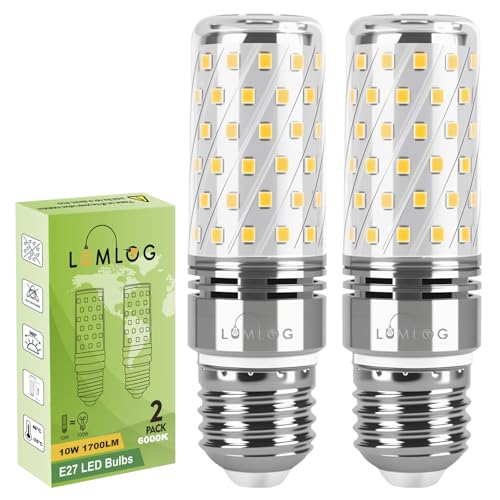 Lumlog E27 LED Bulbs Cool White 10W 6000K E27 Edison Screw Light Bulbs 100W Incandescent Equivalent 1700LM Non-Dimmable Corn Light for Home Lighting 220-240V Pack of 2 [Energy Class C]