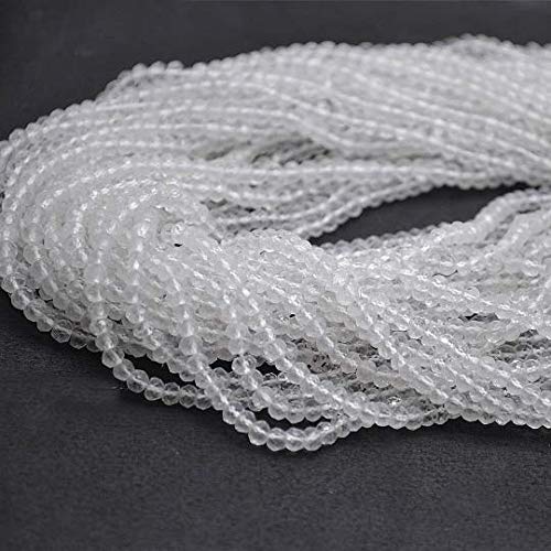 Crystal Micro-Faceted Rondelle, AAA+ Quality Semi-Precious Rondelle Beads Gemstone Strand for Jewelry Making, DIY Jewelry Supply for Bracelet, 1 Strand 13”Inch, 3-4mm, GM GemMartUSA (RLCL-70002)