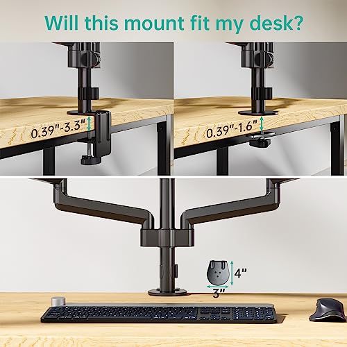 Image of WALI Triple Monitor Mount for 13-32 inch Screens, Adjustable 3 Monitors Desk Mount with Swivel, Tilt, Clamp & Grommet Kit, Triple Monitor Stand for Desk, VESA 75x75 /100x100mm (GSDM003), Black