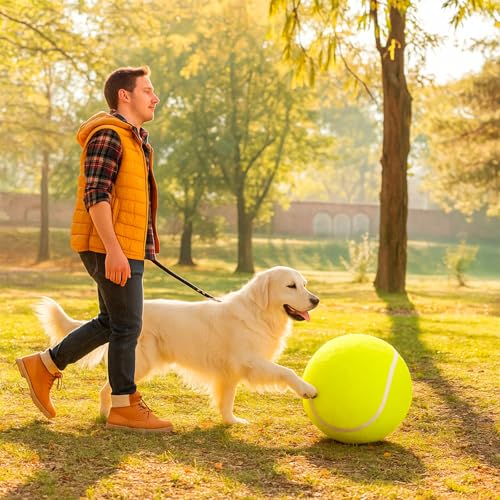 24cm Riesen Hüteball für Hunde, Extra Großer Tennisball für Hunde mit Pumpe und 2 Nadeln Spaß Apportier und Trainingsball for Haustiere Outdoor Spielzeug