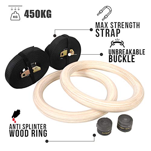 CCLIFE Gymnastikringe Gym Ringe Holz Fitness Trainingsringe Turnringe Olympische Gymnastic Rings fitnessringe Holzringe, Farbe:Gymnastikringe Holz
