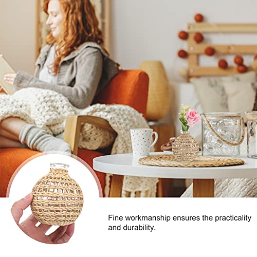 DOITOOL Glass Farmhouse Vases Clear Flower Bud Vase with Wrapped Rope Coastal Style Hydroponic Vase Vintage Country Vase Planter Table Centerpiece - Image 5